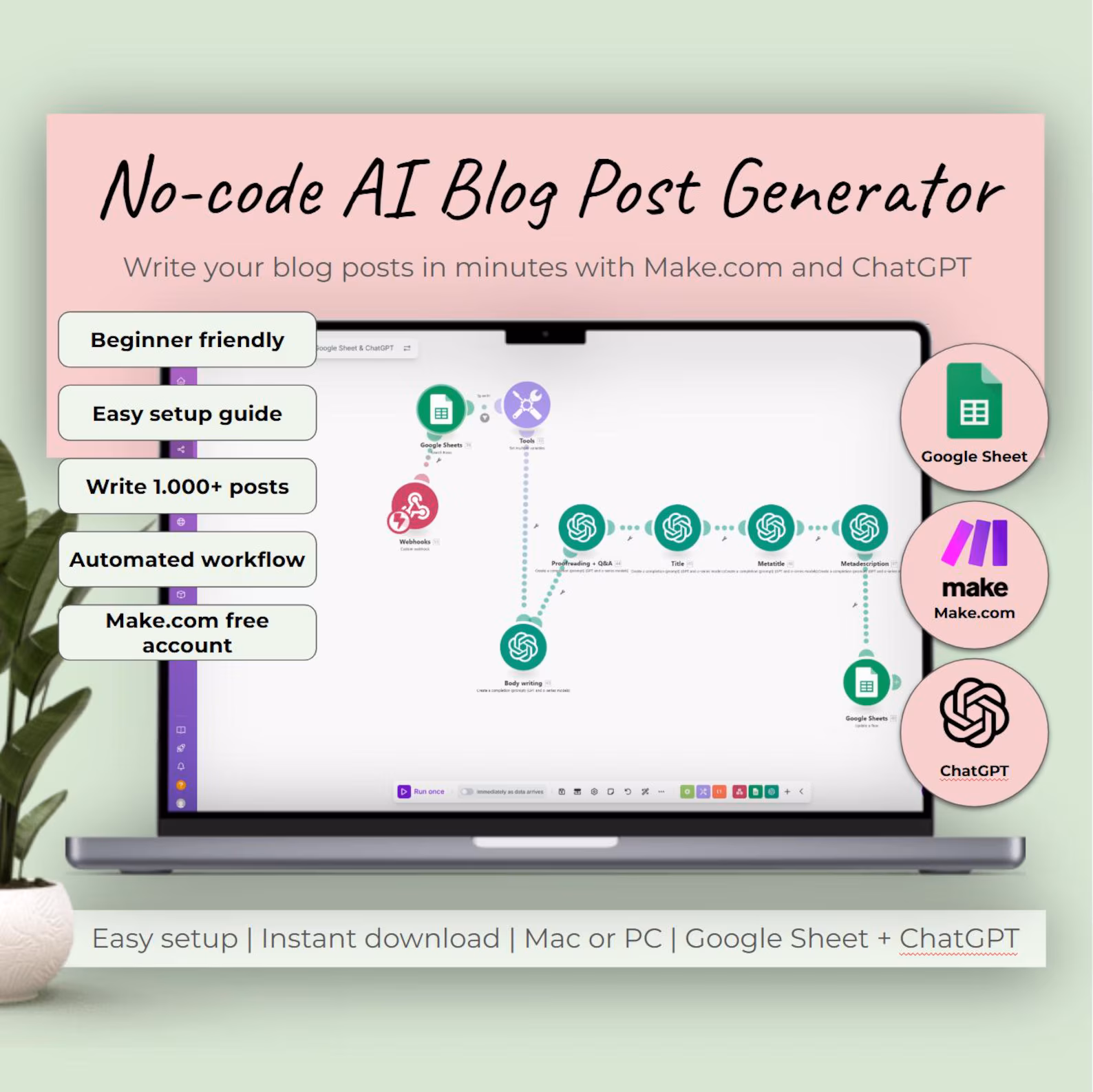 AI Blog Post Generator: SEO Content Automation with Make.com (Digital Download)