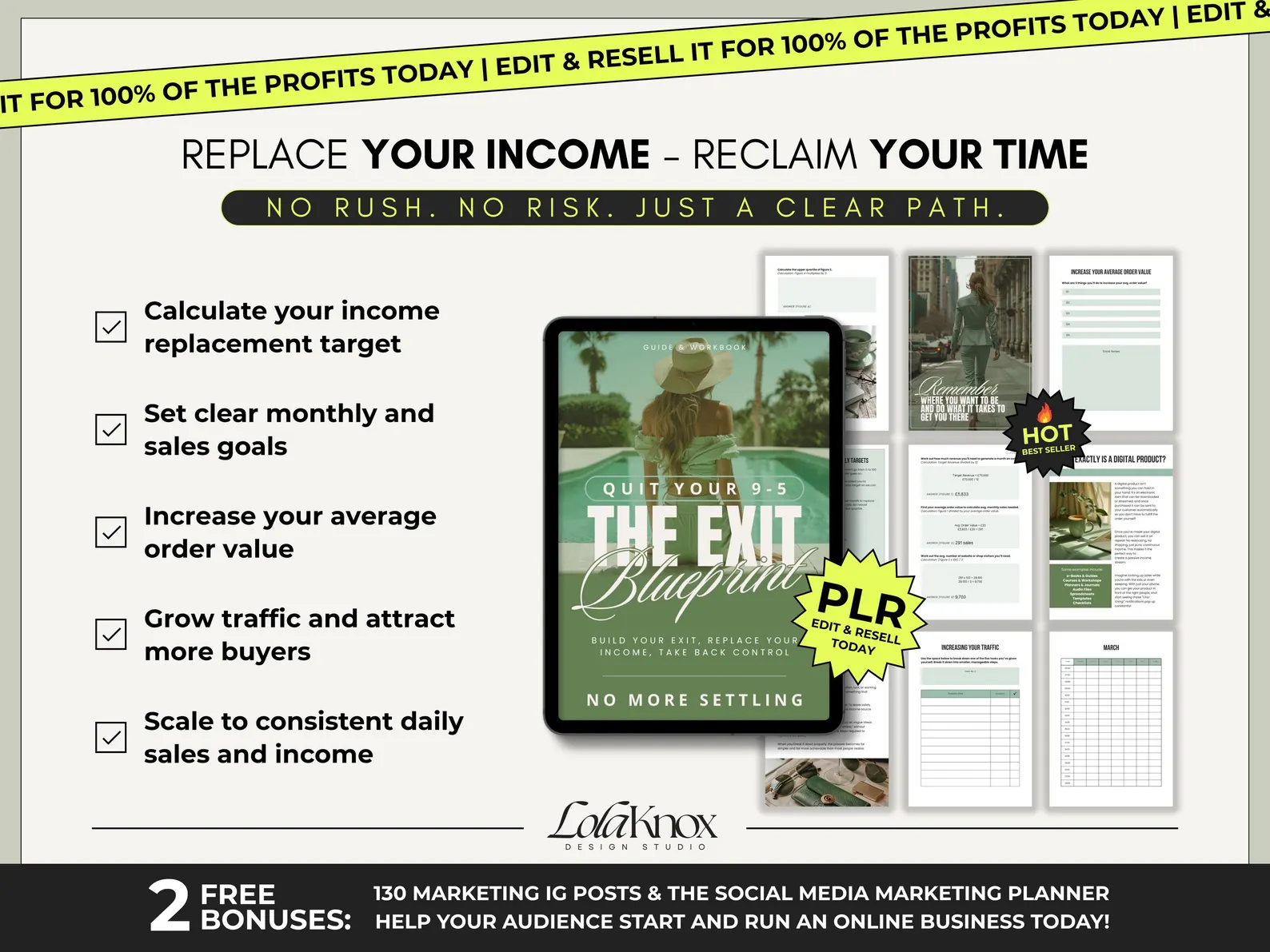 Quit Your 9-5 PLR Workbook for Financial Freedom, Digital Product Guide with Resell Rights, Passive Income Action Plan, Entrepreneur Ebook