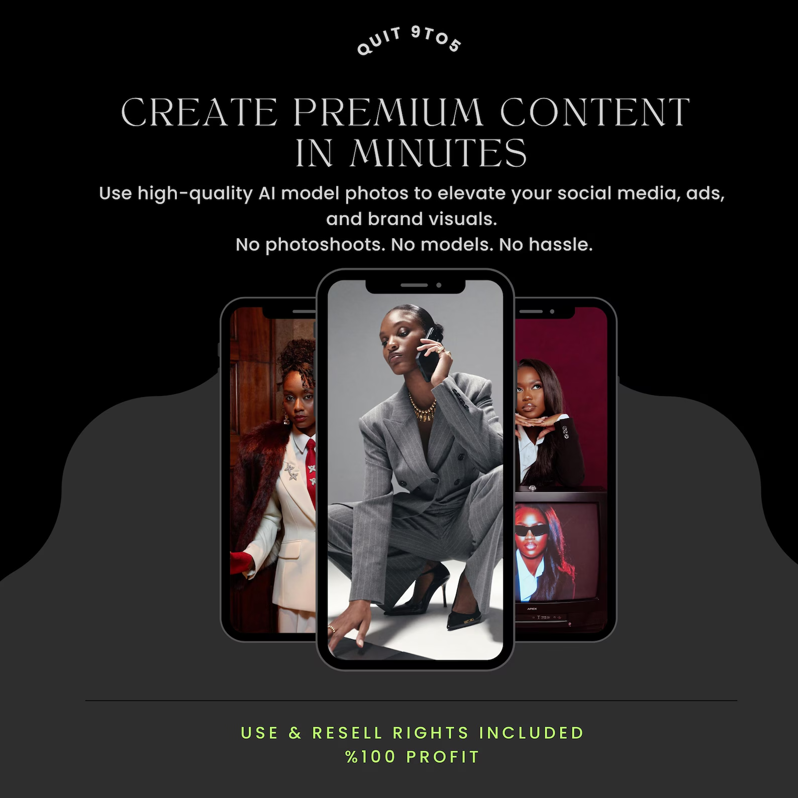 Melanin Girl Boss AI Influencer Photos, Black Woman Editorial Content (Digital Download)