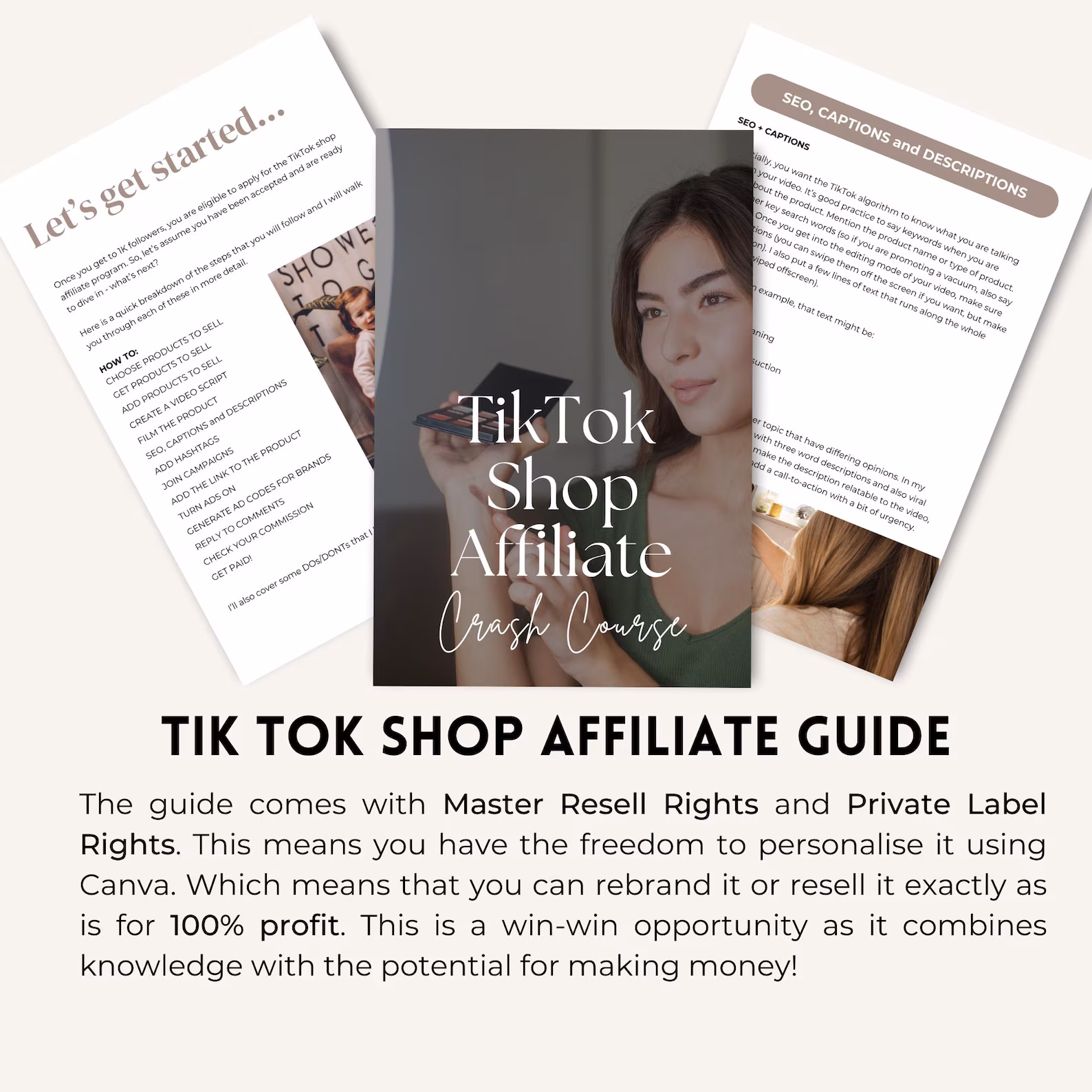 TikTok Shop Affiliate Guide: Canva eBook, PLR & MRR (Digital Download)