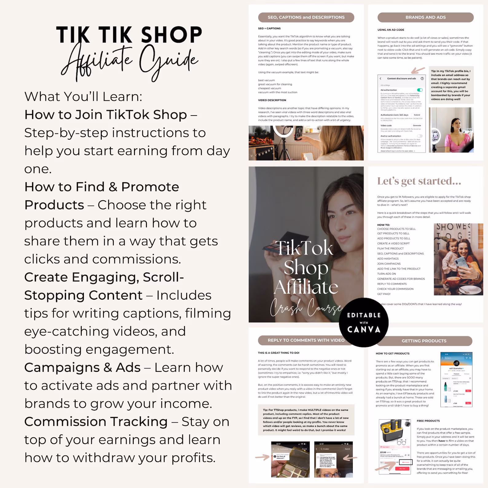 TikTok Shop Affiliate Guide: Canva eBook, PLR & MRR (Digital Download)